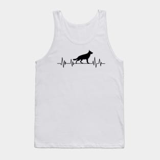 German Shepherd Heartbeat dog Heartbeat Silhouette Tank Top